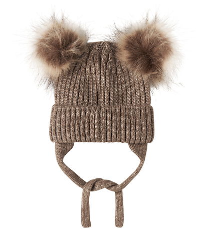 Name It Sæt - Hue/Luffer - Strik - NbnMora - Walnut