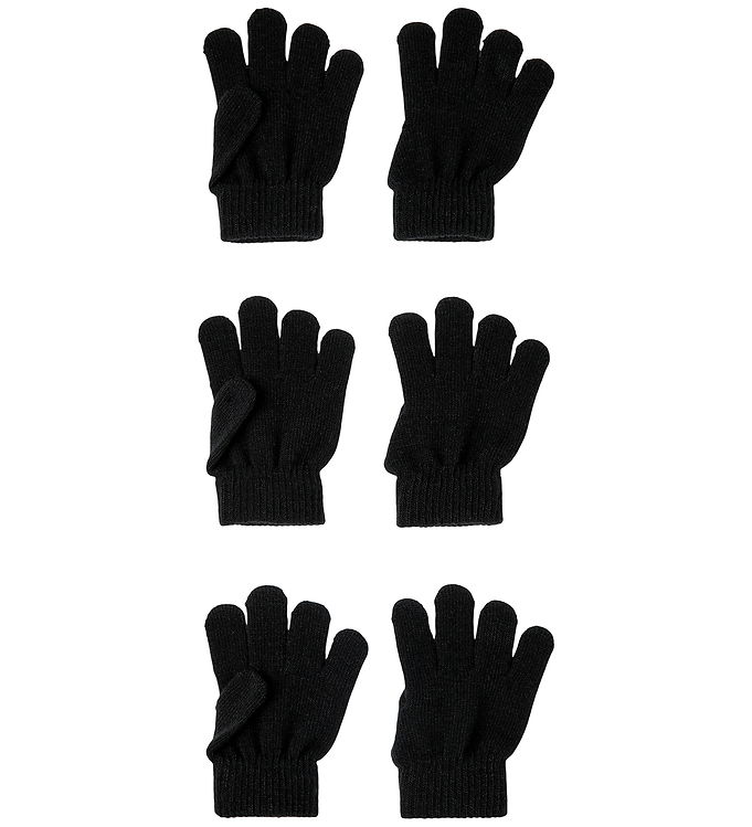 Name It Handsker - 3-pak - NmnMagic - Strik - Black