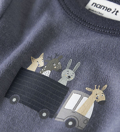 Name It Body l/æ - Uld - NbmVillit - Folkstone Gray/Animal At Wo