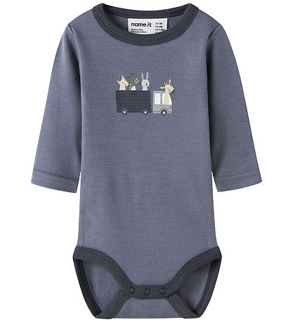 Name It Body l/æ - Uld - NbmVillit - Folkstone Gray/Animal At Wo