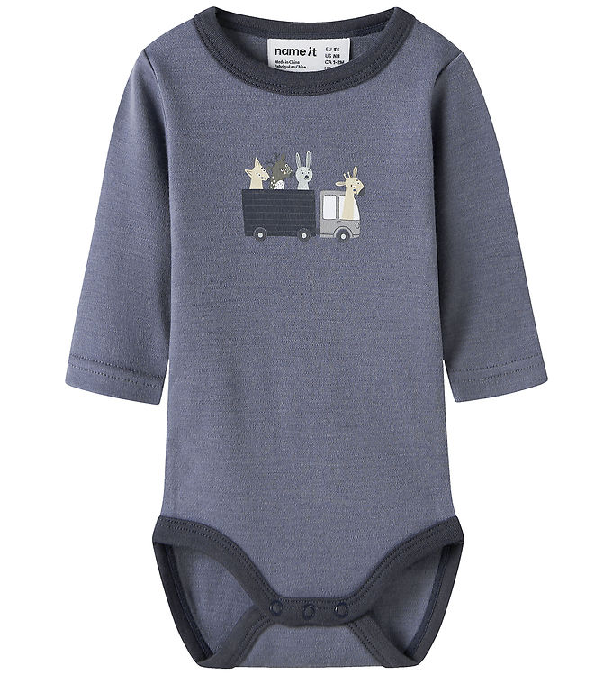 Name It Body l/æ - Uld - NbmVillit - Folkstone Gray/Animal At Wo
