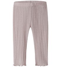 Name It Leggings - Uld/Silke - Rib - Hulmønster - NbfWossa - Vio