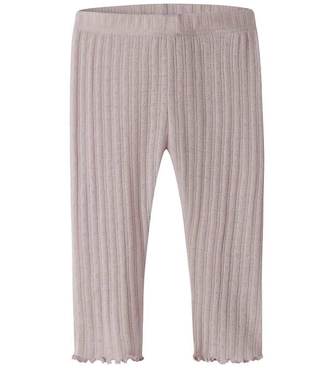 Name It Leggings - Uld/Silke - Rib - Hulmønster - NbfWossa - Vio