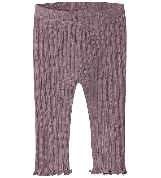 Name It Leggings - Uld/Silke - Rib - Hulmønster - NbfWossa - Toa