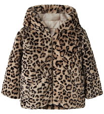 Name It Veste - Fourrure imitée av. Capuche - NmfMila - Humus/Le