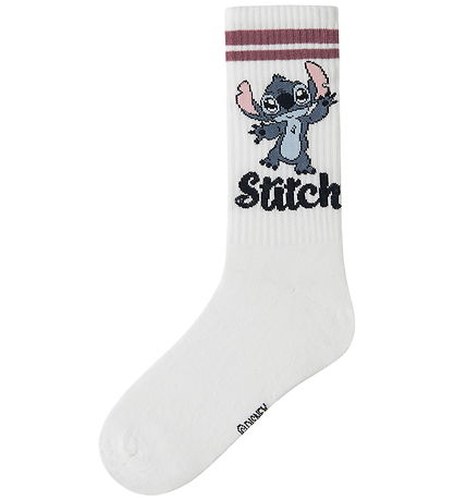 Name It Strømper - Stitch - NkfAdis - Bright White/Wild Ginger