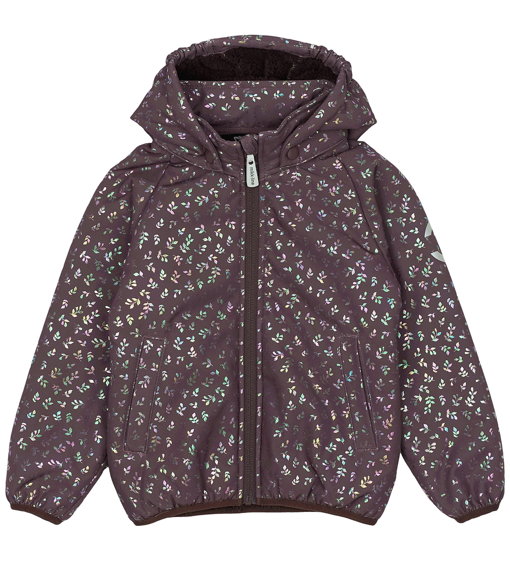 Mikk-Line Softshelljassen m. Fleece - Rozijn m. Print - Mikk-Line - 4 jaar (104) - Softshelljassen