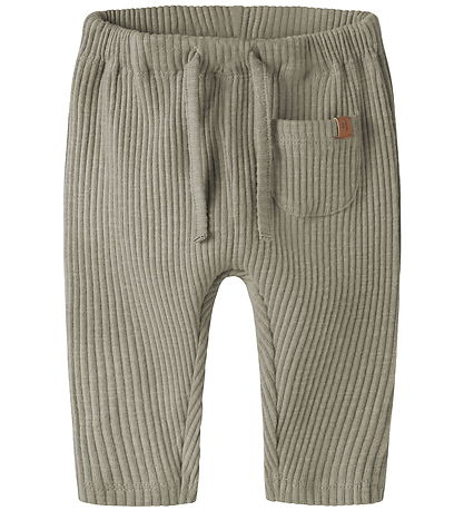 Lil' Atelier Bukser - Rib - NbmRajo - Moss Gray