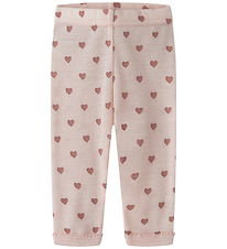 Lil Atelier Leggings - Uld - NbfNoel - Morganite m. Hjerter