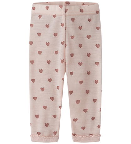 Lil Atelier Leggings - Uld - NbfNoel - Morganite m. Hjerter