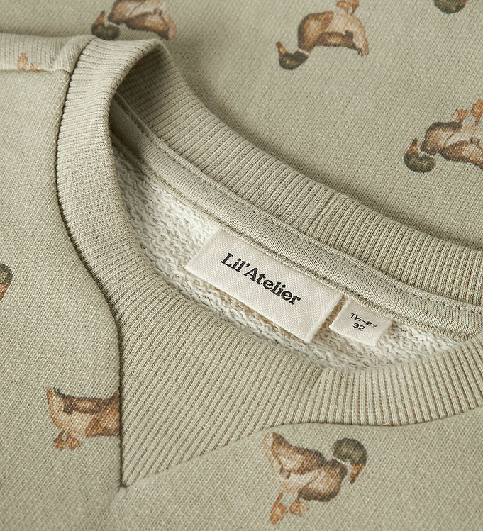 Lil Atelier Sweatshirt - NmmJobo - Moss Gray m. Ænder