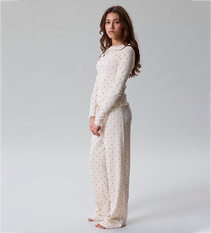 LMTD Nattøj - 2-delt - Pointelle - NlfSomina - Antique White m. 