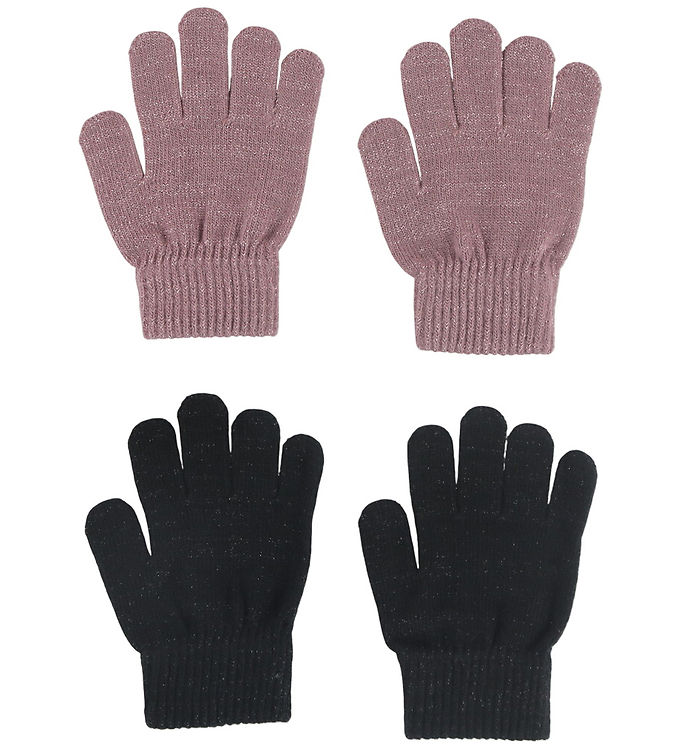 Name It Handsker - Strik - NkfMagic - 2-pak - Black/WISTFUL MAUV