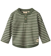 Wheat Bluse - Osvald - Dark Green Stripe
