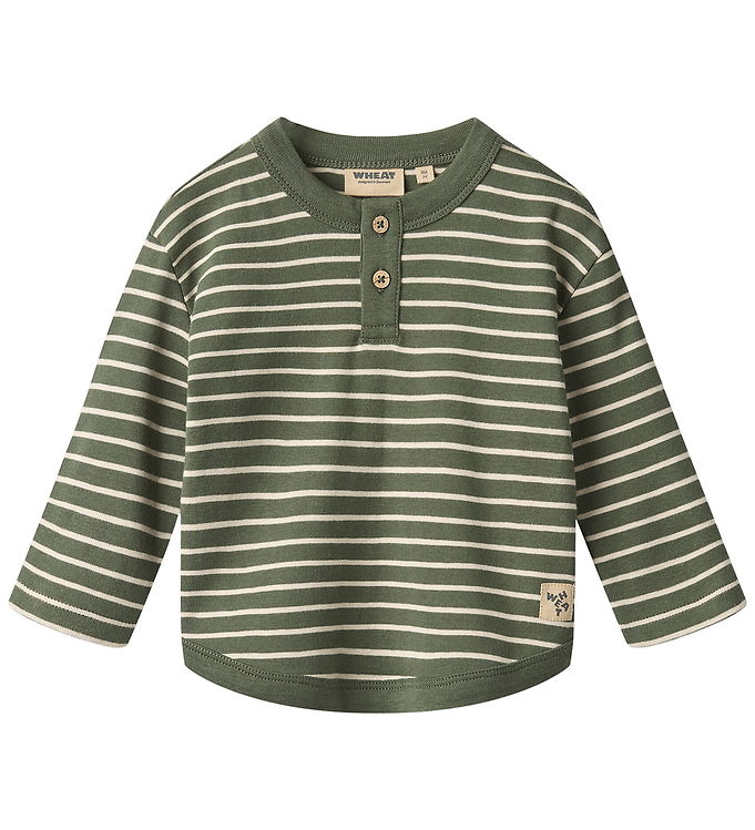Wheat Bluse - Osvald - Dark Green Stripe