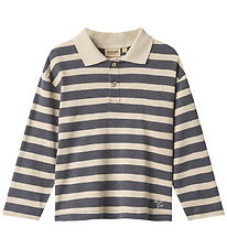 Wheat  Polobluse - Fred - Greyblue Stripe