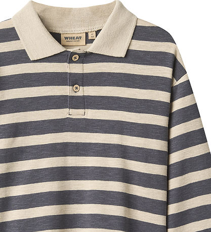 Wheat  Polobluse - Fred - Greyblue Stripe