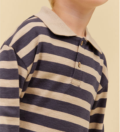 Wheat  Polobluse - Fred - Greyblue Stripe