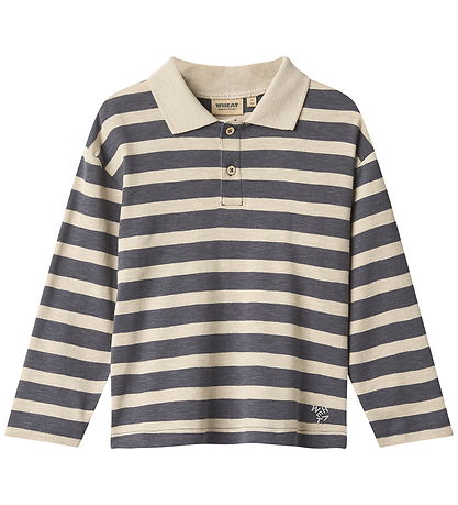 Wheat  Polobluse - Fred - Greyblue Stripe