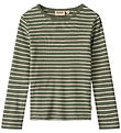 Wheat Bluse - Stig - Dark Green Stripe