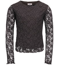 Kids Only Bluse - KogLeika - Lace - Noos - Black Coffee