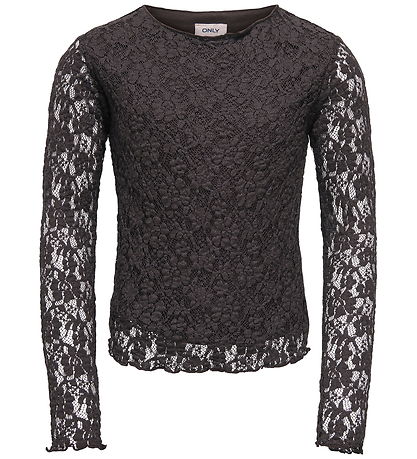 Kids Only Bluse - KogLeika - Lace - Noos - Black Coffee