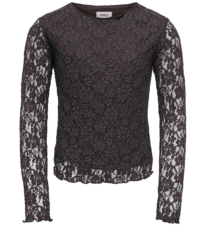Kids Only Bluse - KogLeika - Lace - Noos - Black Coffee