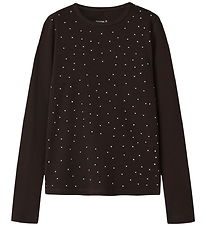 Name It Bluse - NkfNolovo - Slim - Chocolate Plum m. Sølv Netter