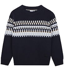 BOSS Bluse - Strik - Navy m. Mønster
