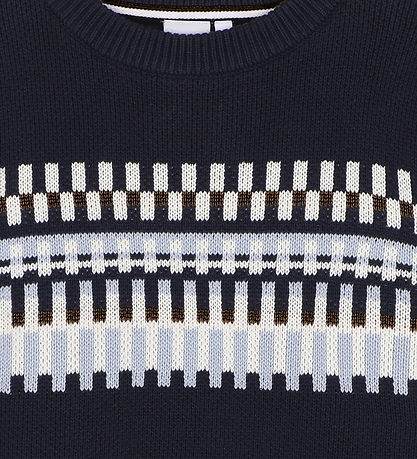 BOSS Bluse - Strik - Navy m. Mønster