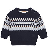BOSS Bluse - Strik - Navy m. Mønster