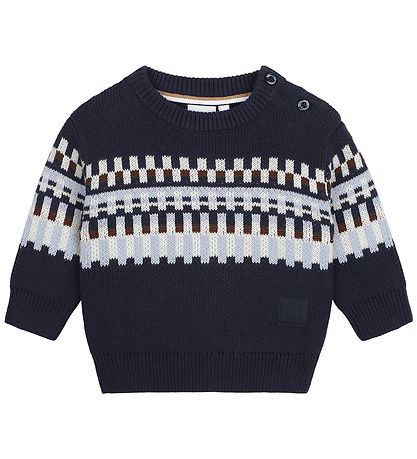 BOSS Bluse - Strik - Navy m. Mønster