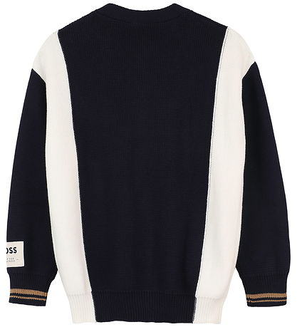 BOSS Cardigan - Strik - Navy/Hvid