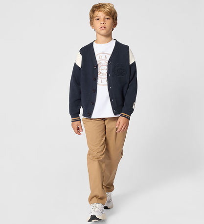 BOSS Cardigan - Strik - Navy/Hvid