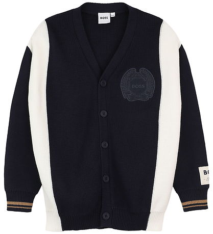 BOSS Cardigan - Strik - Navy/Hvid