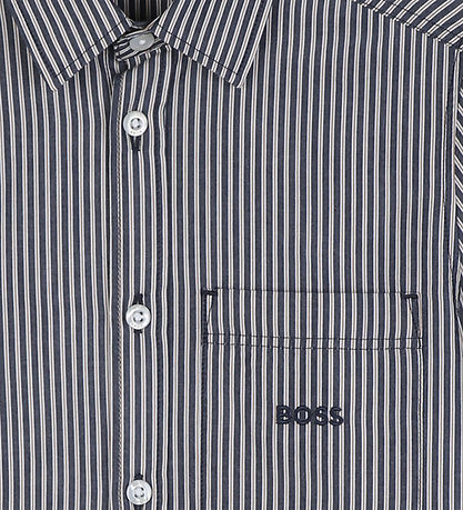 BOSS Skjorte - Navy/Hvid/Brun