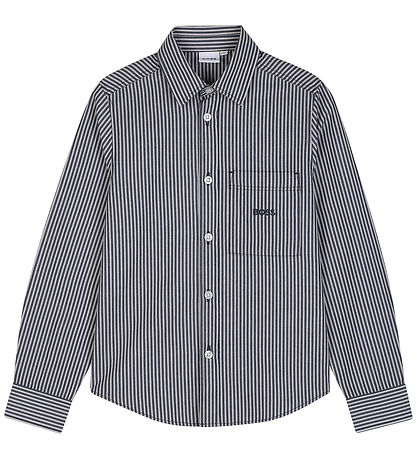 BOSS Skjorte - Navy/Hvid/Brun