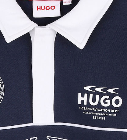 HUGO Polobluse - Navy/Hvid