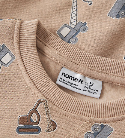 Name It Sweatshirt - NmmVimo - AOP - Sesame/Excavator