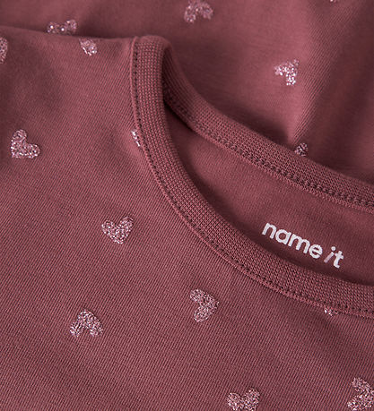 Name It Kjole - NmfVivian - Wild Ginger/Pink Glitter Hearts
