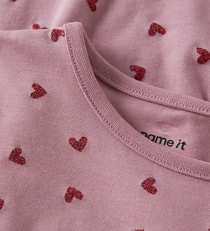 Name It Kjole - NmfVivian - Lilas/Red Glitter Hearts