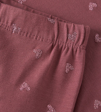 Name It Leggings - NmfVivian - Wild Ginger/Pink Glitter Hearts
