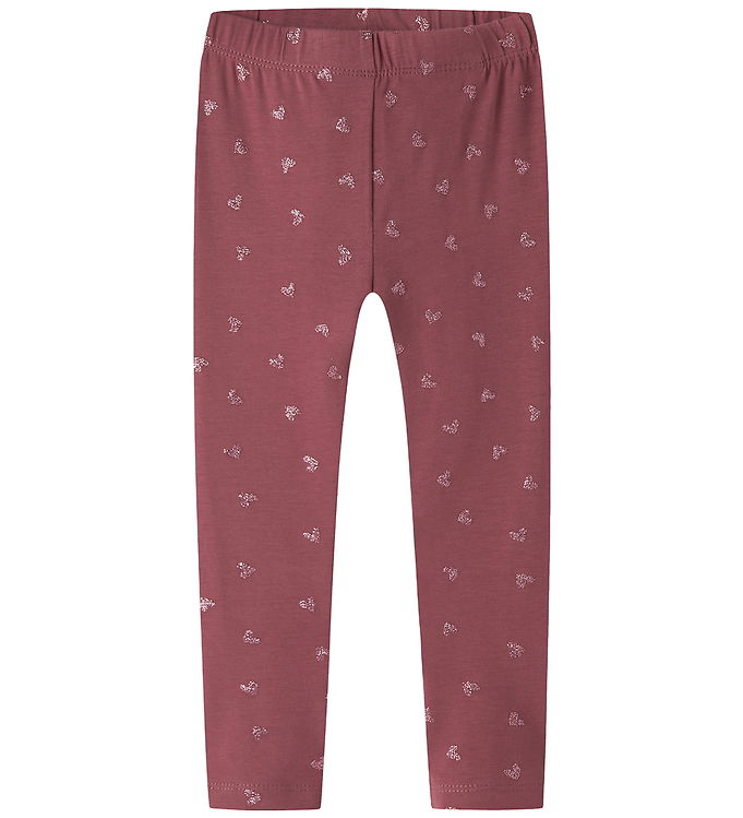 Name It Leggings - NmfVivian - Wild Ginger/Pink Glitter Hearts