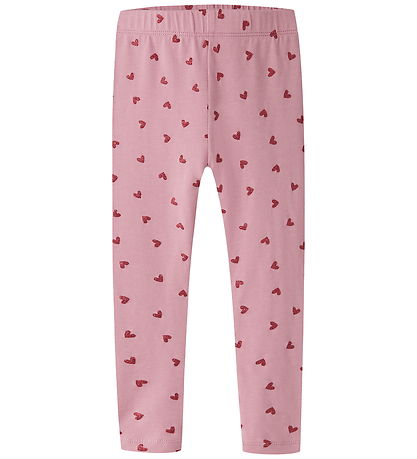 Name It Leggings - NmfVivian - Lilas/Red Glitter Hearts