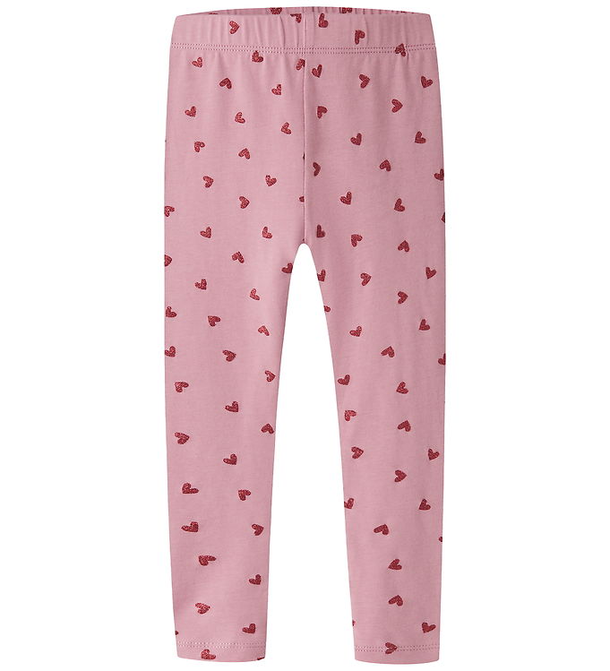 Name It Leggings - NmfVivian - Lilas/Red Glitter Hearts