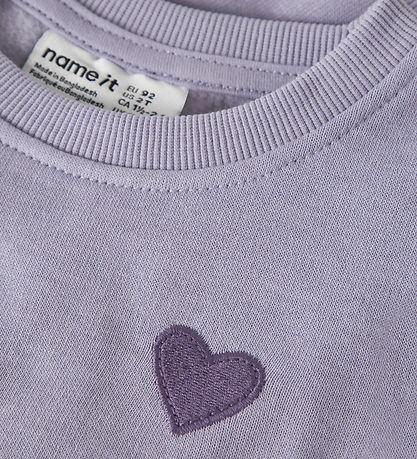 Name It Sweatshirt - NmfVima - Heirloom Lilac/Heart Embroidery