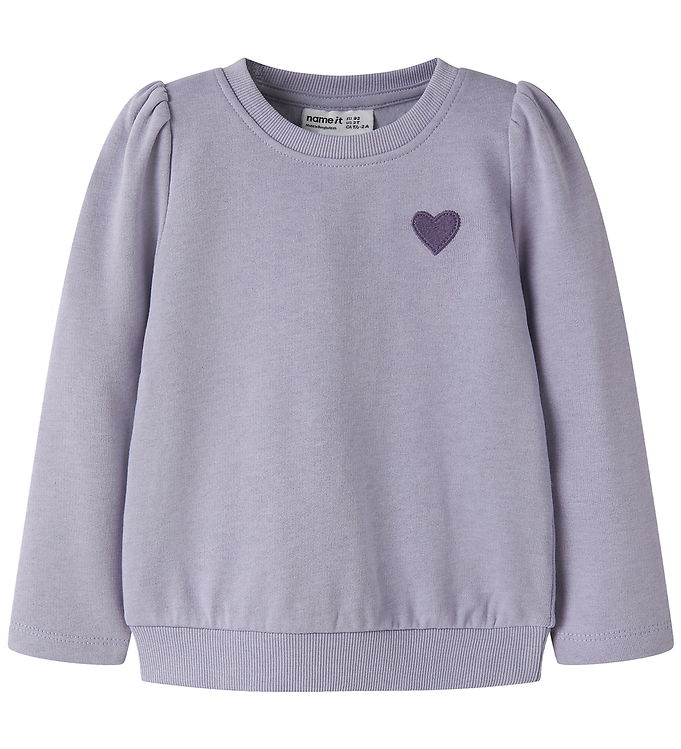 Name It Sweatshirt - NmfVima - Heirloom Lilac/Heart Embroidery