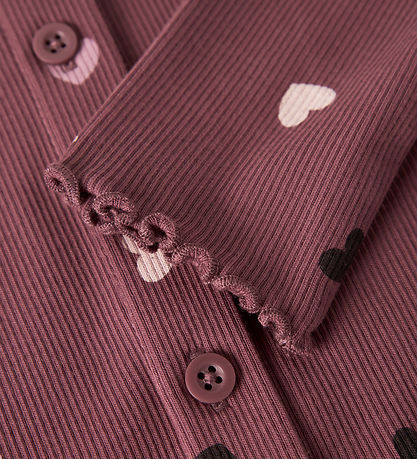 Name It Bluse - NmfVemia - Rib - Slim - Wild Ginger/Hearts