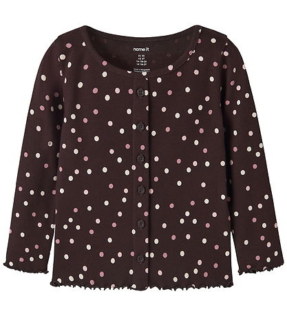 Name It Bluse - NmfVemia - Rib - Slim - Chocolate Plum/Small Dot