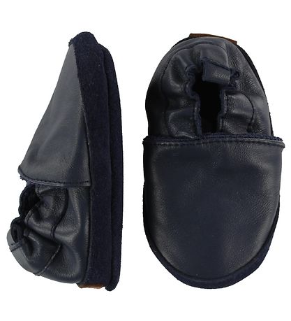 Melton Leren Slippers - Navy Melton Leren Slippers - Navy